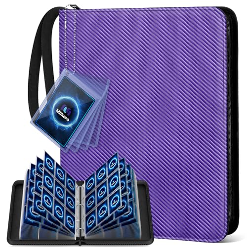 Mlikero Trading Card Binder, 9 Pocket Card Binder with Card Display Design, 720 Double Sided Pocket Collection Binder, Card Albums for MTG, TCG, and Sports Cards(Purple) - color: Purple, size: 720 Pocket