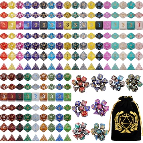 Coyeekn 35-Set DND Polyhedral Dice with Storage Pouch | 245 Total Polyhedral Dice, 7 Per Set, 35 Complete Dice Sets (D4-D20), Great for D&D, MTG & Tabletop RPG Games - color: 35set-245pcs