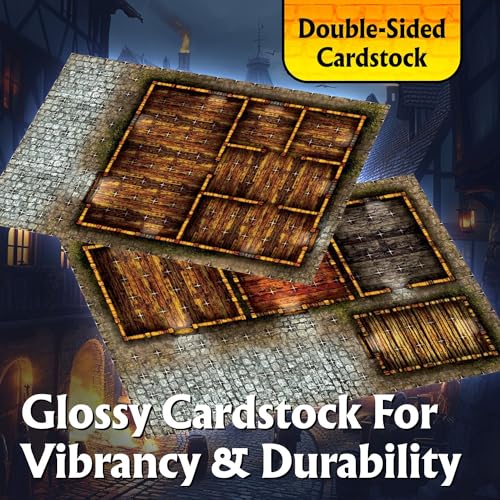 Arcknight The Cobblestone City Roleplaying Battlemaps; 16 Modular RPG Maps in 8 Double-Sided Pages, 1" Square Grid, Modular & Versatile Design for Tabletop Gaming - for Dungeons & Dragons, Pathfinder - style: Cobblestone City