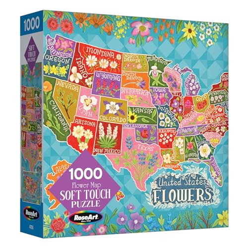 RoseArt - Soft Touch - Flower Map - 1000 Piece Jigsaw Puzzle for Adults - style: Flower Map