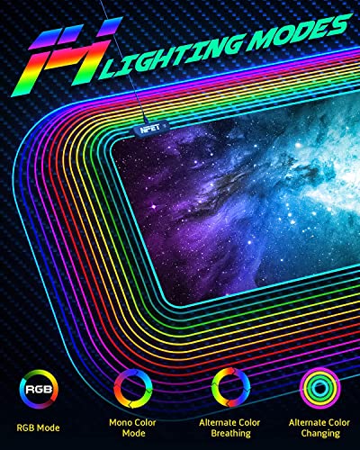 NPET K10V3 Wired Gaming Keyboard and Mouse Pad, RGB 10 Zone Backlit, Spill-Resistant Design, Quiet Silent USB Membrane Keyboard and Wrist Support for Desktop, Computer, PC