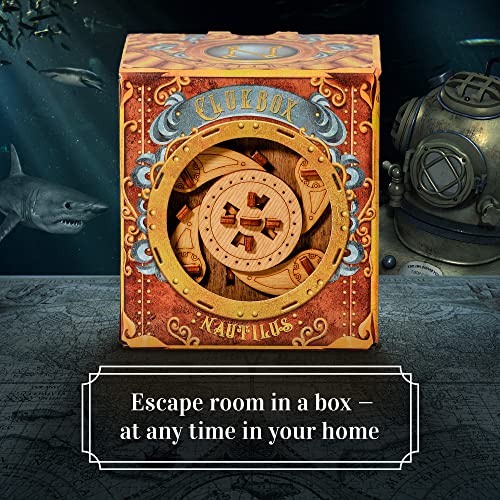 iDventure Cluebox Nautilus, Escape Room in a Wooden Puzzle Box for Adults | Submarine Adventure Brain Teaser, Clever Mechanisms, Secret Chamber, Smart Gift for Men and Puzzle Lovers, 3D Mind Puzzle - color: Nautilus