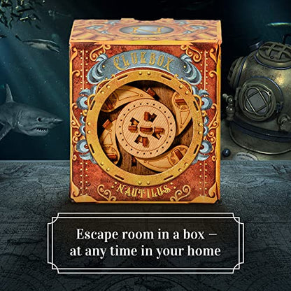 iDventure Cluebox Nautilus, Escape Room in a Wooden Puzzle Box for Adults | Submarine Adventure Brain Teaser, Clever Mechanisms, Secret Chamber, Smart Gift for Men and Puzzle Lovers, 3D Mind Puzzle - color: Nautilus