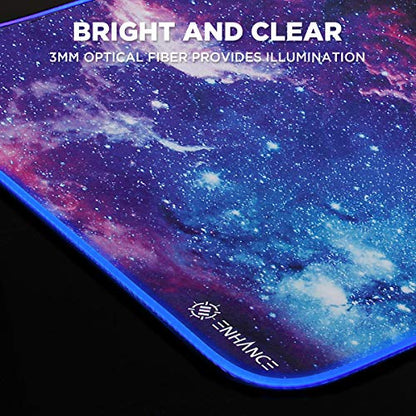 ENHANCE Small Mouse Pad with LED Lighting (13.3 X 10.8 inches) - Gaming Mouse Pad Desk Mat with 7 Color Options, 3 Lighting Effects, Smart Control Button, Non-Slip Rubber Grip - Galaxy - color: Galaxy and Purple