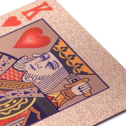 ACELION Waterproof Playing Cards, Plastic Playing Cards, Deck of Cards, Gift Poker Cards (Rose Gold) - color: Rose Gold