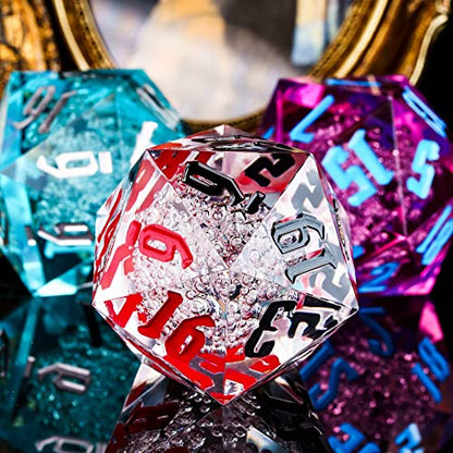 55mm 20 Sided DND Dice, Giant D20 D&D Polyhedral Dice Large D20 with Die Gift Box for Dungeons and Dragons, RPG Table Games (Transparent Bubbles-RB) - color: Transparent Bubbles-rb