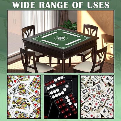 Mahjong Mat, 31.5 in x 31.5 in Mahjong Table Mat for Tile Game, Anti Slip and Noise Reduction Table Cover for Poker Card Board and Dominoes(Green) - color: B-green