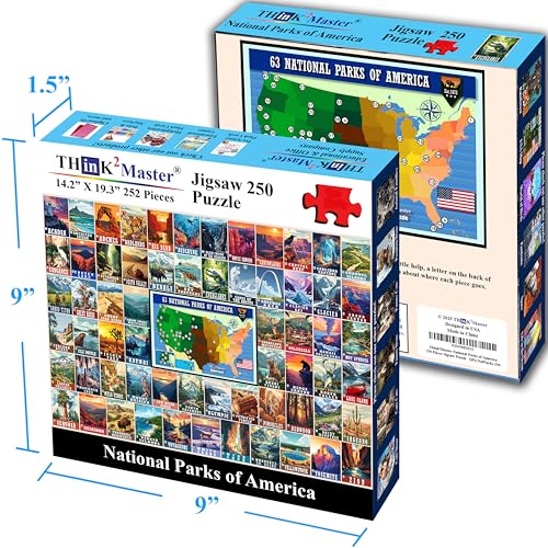 Think2Master Vintage USA National Park 250 Pieces Jigsaw Puzzle. Great for Adults and Seniors. 14.2” X 19.3” - style: National Parks