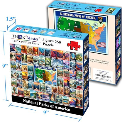 Think2Master Vintage USA National Park 250 Pieces Jigsaw Puzzle. Great for Adults and Seniors. 14.2” X 19.3” - style: National Parks