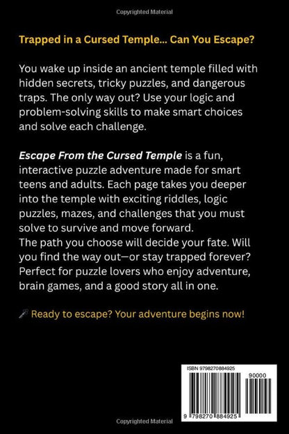 Escape From the Cursed Temple – an Interactive Adventure Puzzle Book: Logic Puzzle Escape Room Adventure Book for Teens and Adults