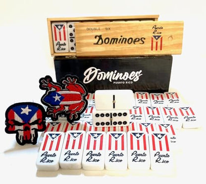 Puerto Rico Dominoes Premium Puerto Rican Flag Domino Double Six for Adults Size