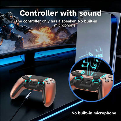 ASRVA Chrome Orange Wireless Pro Controller for PS5 with 4 Paddles, Hall Effect (Anti-Drift) Joystick, Micro-Switch ABXY, 6-Axis Gyro, Macro, 1000mAh, RGB Lighting - Compatible with PS5 Pro/Slim/PC - color: Chrome Orange