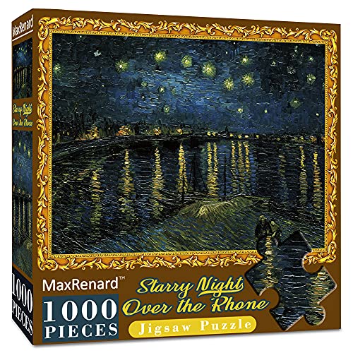 MaxRenard Game 1000 Pieces Jigsaw Puzzle Fine Art Collection Toy Starry Night Over The Rhone by Vincent Willem Van Gogh - color: A011