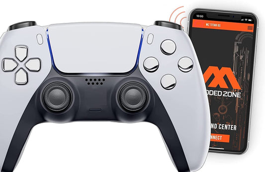 White/Chrome Custom Rapid Fire, Anti Recoil, Macros MODDED Controller for PS5 & PC - Unique Smart Mods for ps5 controller controlled by the APP. Best for FPS Games. Enhanced Gaming Experience - color: White/Chrome