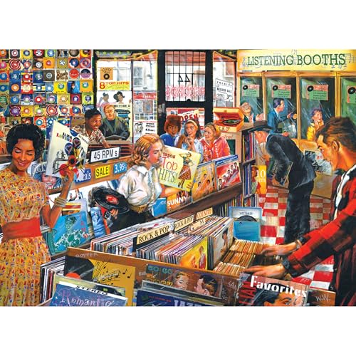 RoseArt - Back to The Past - Record Store - 1000 Piece Jigsaw Puzzle for Adults - style: Record Store