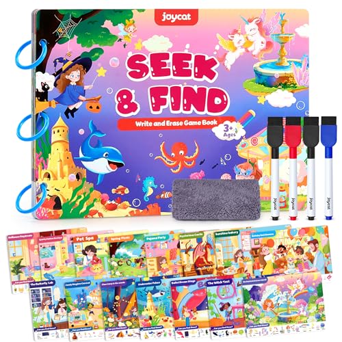 JoyCat Seek & Find Game Book, Educational Toys for Girls Ages 3-6 | Preschool Learning Activities for Toddlers & Kids, Christmas Road Trip Travel Toys for Car & Airplane, Gifts for 3-6 Olds - style: 3. Seek & Find Girls