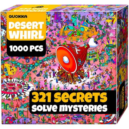 1000 Piece Puzzle for Adults – Jigsaw Puzzles for Adults 1000 Pieces | Desert Whirl Jigsaw Puzzles – Hidden Secrets & Audio Story – Premium Box Packaging – Extra Fun Challenges - color: Desert