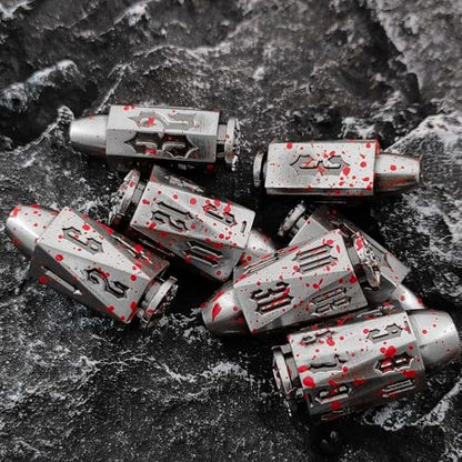 2025 Metal Polyhedral Bullet for DND Dice Set, 7Pcs Metallic D&D Dice with Gift Case for Dungeons and Dragon Game, RPG Role Playing Table Game Gifts (Bloodstain) - color: Bloodstain