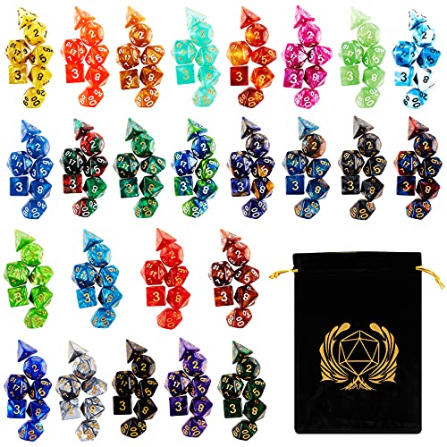 Coyeekn 25-Set DND Polyhedral Dice with Storage Pouch | 175 Total Polyhedral Dice, 7 Per Set, 25 Complete Dice Sets (D4-D20), Great for D&D, MTG & Tabletop RPG Games - color: 25set-175pcs