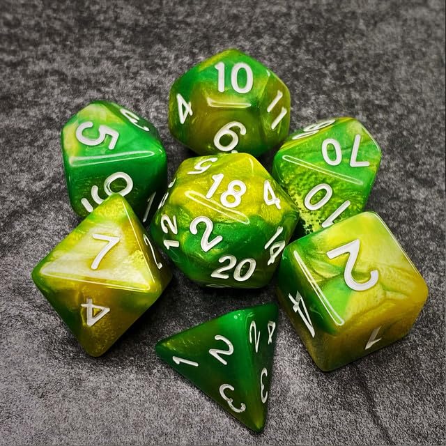 Sage’s Portal Stones DND Dice Set Acrylic Opaque 7-PC Polyhedral DND Dice Set for Dungeons and Dragons D&D Sage’s Cantrips RPG Tabletop TTRPG (Green/Lime) - color: Green/Lime