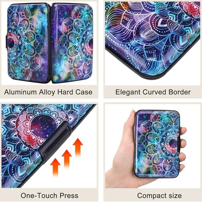 ELFISH Mini RFID Aluminum Wallet Credit Cards Holder Business Card Case Metal ID Case for Men Women (Acolorful) - color: Acolorful