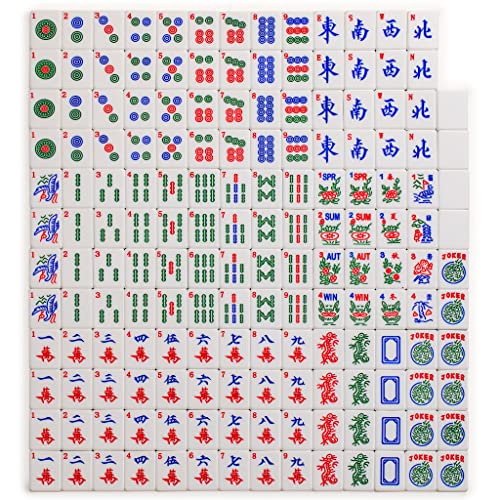 Yellow Mountain Imports American Mahjong Set, Chinoise II with Floral Blue Soft Case - All-in-One Racks with Pushers, Wright Patterson Betting Coins, Dice, & Wind Indicator - color: Chinoise