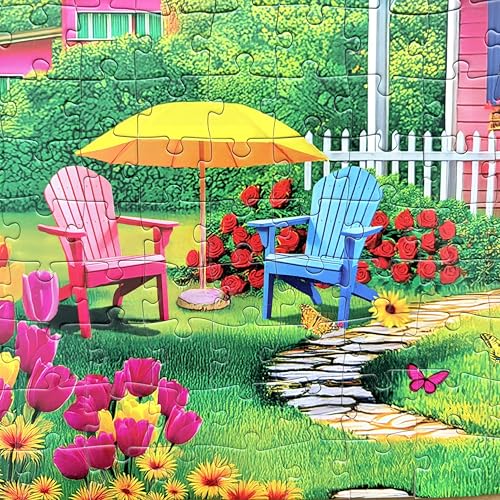 300 Piece Puzzles for Adults Kids - Jigsaw Puzzle - The Pink Courtyard House - color: Pink Courtyard House
