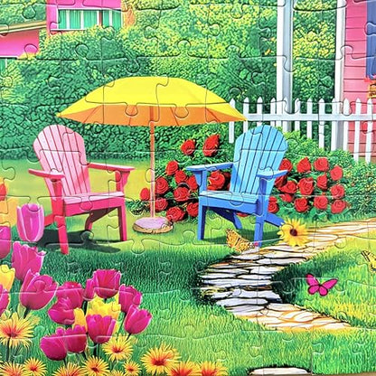 300 Piece Puzzles for Adults Kids - Jigsaw Puzzle - The Pink Courtyard House - color: Pink Courtyard House