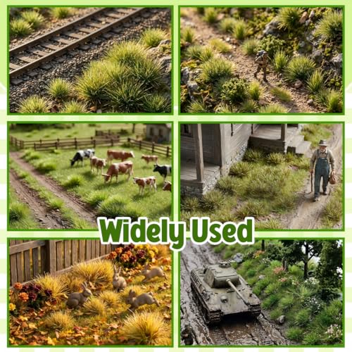 Warmtree 360 Pcs Static Grass Lowland Shrubs Tuft Terrain Model Kit for Train Landscape Railroad Scenery Sand Military Layout Model Miniature Bases and Dioramas - color: Color D