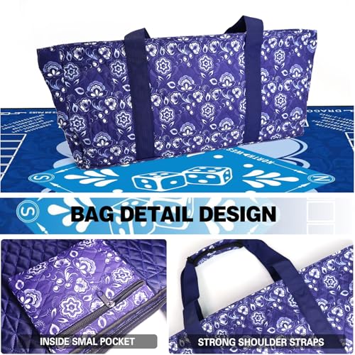 American Mahjong Game Set, Portable Carrying Bag,Acrylic 160 Tiles,Western Mahjong Tiles Set,Complete Ma Jong Set (Blue) - color: Blue