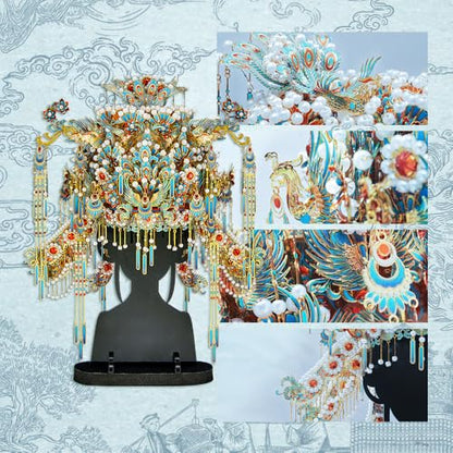 Piececool 3D Metal Puzzles for Adults, Chinese Kingfisher Phoenix Tiara Model Kits DIY Hobbies Crafts for Adult Difficult 3D Puzzles for Women, Home Decor Family Time Best Gifts - style: Kingfisher Phoenix Tiara