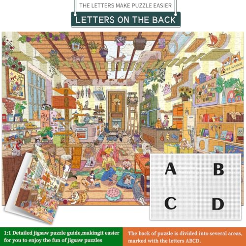 1000 Piece Jigsaw Puzzles for Adults,Pet Paradise Puzzle with 1:1 HD Poster, Precise Interlocking, Letter Markings on Back, Dust-Free, Stress Relief & Ideal Family Game Gift - color: Pet Paradise