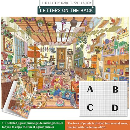 1000 Piece Jigsaw Puzzles for Adults,Pet Paradise Puzzle with 1:1 HD Poster, Precise Interlocking, Letter Markings on Back, Dust-Free, Stress Relief & Ideal Family Game Gift - color: Pet Paradise