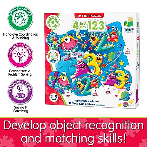 The Learning Journey My First 4-in-A-Box Puzzle - 123 - Puzzles for 2 Year Olds - STEM Educational Toddler Toys & Gifts for Boys & Girls Ages 2 and Up - Award Winning Puzzles - style: 123