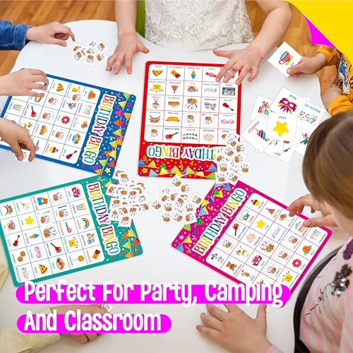 SpriteGru Birthday Bingo Game, 25PCS Bingo Board Card, 25 Players Birthday Party Game Set for Kids or Adults, Party Favor Decoration Supplies - style: Birthday Bingo Game