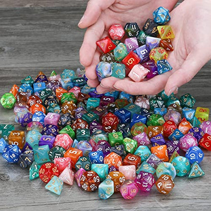 DND Dice Set, 25 X 7 (175 Pcs) Polyhedral Dice with 1 Black Pouch | Three Color, Two Color and Monochrome Dice for Dungeons and Dragons D&D tabletop Role Playing games - color: 25sets-1