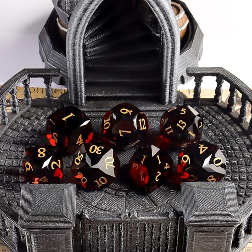 Crystal Amethyst Polyhedral Dice Set for DND (7-Piece) - Hand-Polished Gemstone Gaming Dice for Dungeons and Dragons & Tabletop RPGs, with Gift Case - color: Sj-003