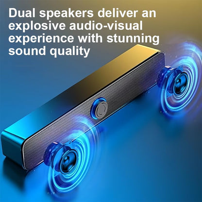 Computer Speakers for Desktop PC, Wired Stereo Speakers with 5.0 Chip/3.5mm Aux, USB Powered Soundbar with Subwoofer, Desk Speakers for Gaming Monitor Music TV Studio, 11.6"×2.4"×2.1", Black - color: Black