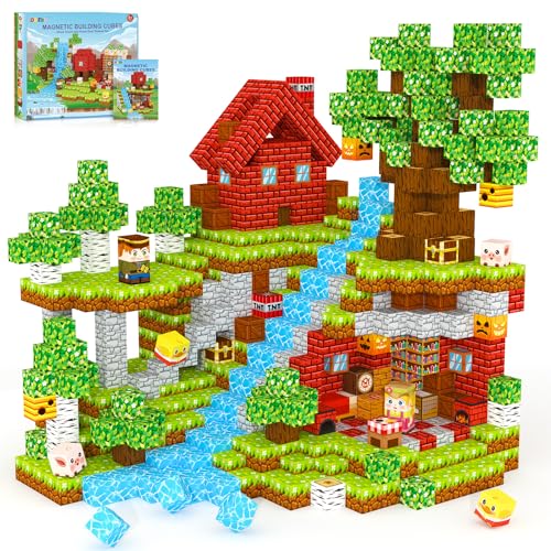 ORZbb 120PCS Magnetic Blocks Kids Games Building Toys for 3 4 5 6 7 8 9 10 11 12 Year Old Boys Girls, Magnetic Tiles Cubes STEM Sensory Toys for Toddler Travel Party Christmas Birthday Gifts - color: Color-1