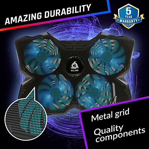 KLIM Wind Laptop Cooling Pad - More Than 500 000 Units Sold - New Version - The Most Powerful Rapid Action Cooling Fan - Laptop Stand with 4 Cooling Fans at 1200 RPM - USB Fan - PS5 PS4 - Cyan - color: Turquoise