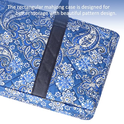 American Mahjong Game Set, 166 Quality White Tiles, 4 All-in-One Color Rack/Pushers, Mahjong Tile Set with Blue Printed Carrying Bag - color: Blue