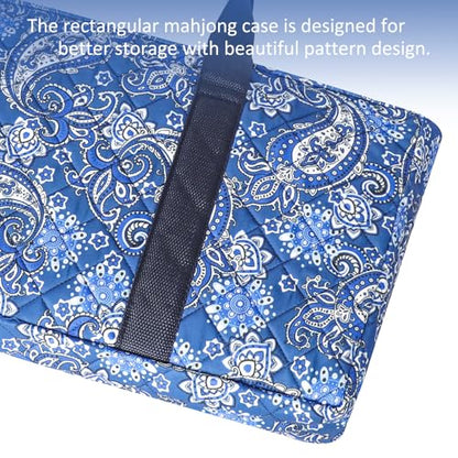American Mahjong Game Set, 166 Quality White Tiles, 4 All-in-One Color Rack/Pushers, Mahjong Tile Set with Blue Printed Carrying Bag - color: Blue