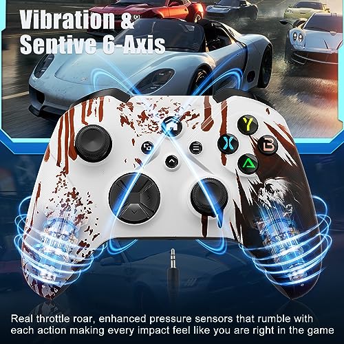 Xexvyrin Wireless for X-Box Controller, Compatible with X-Box One X|S, Series PC, Special Edition Custom Controller 6-Axis Motion Control/3.5mm Audio Jack/Dual Vibration/Macro Function/Turbo（white brown）