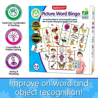 The Learning Journey: Match It! Bingo - Picture Word - Reading Game for Preschool and Kindergarten 36 Picture Word Cards, 9.5" H x 8" W x 0.1" D - style: Picture Word