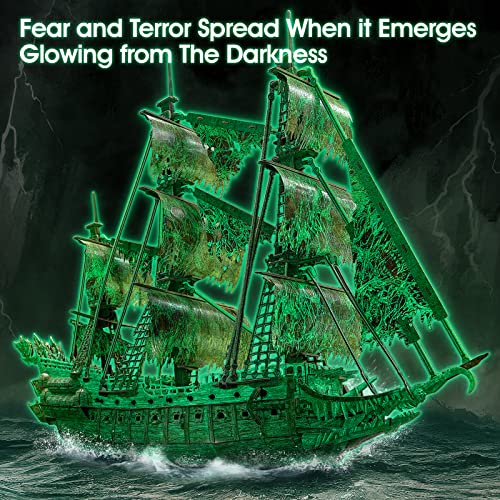 CubicFun 3D Jigsaw Puzzles Dutch Ship Model Flying Luminous Haunted Pirate Ship DIY for Adults and Kids, Building Kits Office Decoration for Women and Men, 360 Pieces