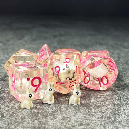 Sage's Portal Animal Familiars Resin DND Dice Set Polyhedral Dice Set for Dungeons and Dragons RPG Pathfinder Tabletop TTRPG (Bunny Familiar)