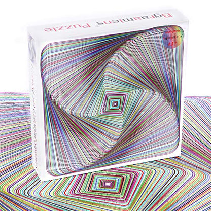 Bgraamiens Puzzle-Twisted 3D Colorful squares-1000 Pieces Square Puzzle Color Challenge Jigsaw Puzzles for Adults