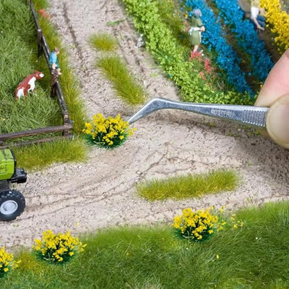 Warmtree 126 Pcs Static Grass Bushy Tufts Lowland Shrubs Tuft Terrain Model Kit for Train Landscape Railroad Scenery Sand Military Layout Model Miniature Bases and Dioramas - color: Green,dry Yellow