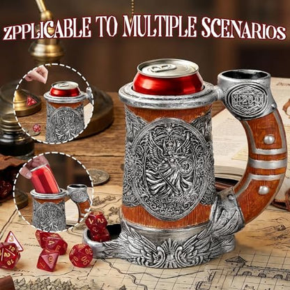 Dice Tower Mug DND Dice Rolling Tower with 7 PCS Dice Set | Dice Tower Suitable for Dungeons And Dragons, Tabletop Games, Available As Drink Holder, RPG Gifts. - color: Orange Warrior