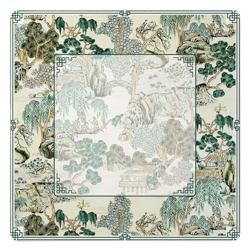 UTELKA Green Mahjong Mat, Chinoiserie Mahjong Mats for Table Cover 31.5 in | Green Oriental Mahjong Pad, Japanese Mahjong Game Pad, Noise Dampening Mahjong Mat, Supplies for Poker, Card, Board, - color: Green Chinoiserie
